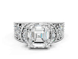 White gold Asscher Halo Pave Diamond Engagement Ring with Milgrain Detailing_52