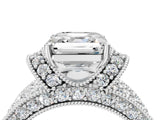 White gold Asscher Halo Pave Diamond Engagement Ring with Milgrain Detailing_55