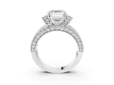 White gold Asscher Halo Pave Diamond Engagement Ring with Milgrain Detailing_55