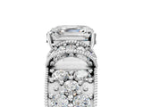 White gold Asscher Halo Pave Diamond Engagement Ring with Milgrain Detailing_56
