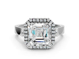White gold Asscher Halo Pave Split Shank Prong Setting Ring_26