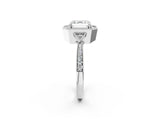 White gold Asscher Halo Round Diamond Milgrain Pave Engagement Ring_11