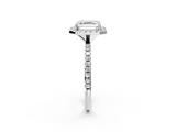 White gold Asscher Halo Round Diamond Pavé Band Four-Prong Ring_5