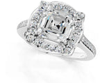 White gold Asscher Halo Round Diamond Pave Band with Four-Prong Setting_78