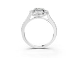 White gold Asscher Halo Round Diamond Pave Band with Four-Prong Setting_80