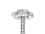 White gold Asscher Halo Round Diamond Pave Band with Four-Prong Setting_82