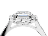 White gold Asscher Halo Round Diamond Pave Band with Four-Prong Setting_85