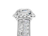 White gold Asscher Halo Round Diamond Pave Band with Prong Setting 5