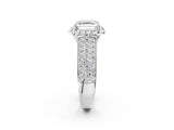 White gold Asscher Halo Round Diamond Pave Band with Prong Setting_14