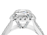 White gold Asscher Halo Round Diamond Pave Band with Prong Setting_16