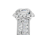 White gold Asscher Halo Round Diamond Pave Band with Prong Setting_17