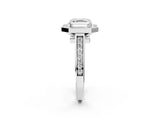 White gold Asscher Halo Solitaire Diamond Ring with Pave Band and Bezel Setting_54