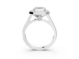 White gold Asscher Halo Solitaire Diamond Ring with Pave Band and Bezel Setting_55