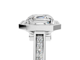 White gold Asscher Halo Solitaire Diamond Ring with Pave Band and Bezel Setting_56