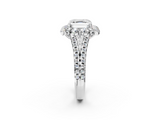 White gold Asscher Halo Split Shank Diamond Engagement Ring with Pave Band and Four-Prong Setting_26