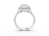White gold Asscher Halo Split Shank Diamond Engagement Ring with Pave Band and Four-Prong Setting_27