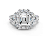 White gold Asscher Halo Split Shank Diamond Engagement Ring with Prong Setting_23