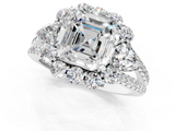 White gold Asscher Halo Split Shank Diamond Engagement Ring with Prong Setting_24