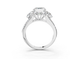 White gold Asscher Halo Split Shank Diamond Engagement Ring with Prong Setting_26