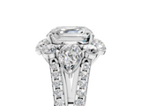 White gold Asscher Halo Split Shank Diamond Engagement Ring with Prong Setting_28