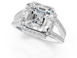 White gold Asscher Halo Split Shank Diamond Ring with Four-Prong Setting_24