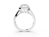 White gold Asscher Halo Split Shank Diamond Ring with Four-Prong Setting_26