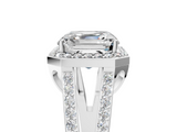 White gold Asscher Halo Split Shank Diamond Ring with Four-Prong Setting_28