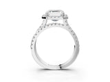 White gold Asscher Halo Split Shank Diamond Ring with Pavé Setting_46