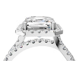 White gold Asscher Halo Split Shank Diamond Ring with Pavé Setting_57