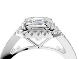 White gold Asscher Halo Split Shank Diamond Ring with Prong Setting_10