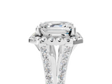 White gold Asscher Halo Split Shank Diamond Ring with Prong Setting_11