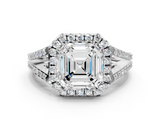 White gold Asscher Halo Split Shank Diamond Ring with Prong Setting_6