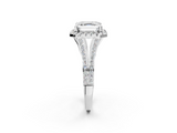 White gold Asscher Halo Split Shank Diamond Ring with Prong Setting_8