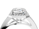 White gold Asscher Halo Split Shank Pave Diamond Ring with Four-Prong Setting_57