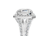 White gold Asscher Halo Split Shank Pave Diamond Ring with Four-Prong Setting_58
