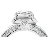 White gold Asscher Halo Split Shank Pave Diamond Ring with Petal Prong Setting_24