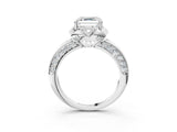 White gold Asscher Halo Split Shank Pave Diamond Ring with Petal Prong Setting_24