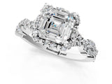White gold Asscher Halo Twist Band Solitaire Ring with Six-Prong Setting_32