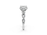 White gold Asscher Halo Twist Band Solitaire Ring with Six-Prong Setting_34