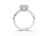 White gold Asscher Halo Twist Band Solitaire Ring with Six-Prong Setting_35