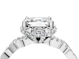White gold Asscher Halo Twist Band Solitaire Ring with Six-Prong Setting_36