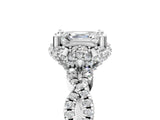 White gold Asscher Halo Twist Band Solitaire Ring with Six-Prong Setting_37