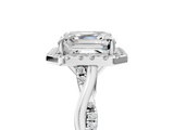 White gold Asscher Halo Twist Band Solitaire Ring_11