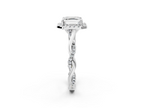 White gold Asscher Halo Twist Band Solitaire Ring_8