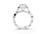 White gold Asscher Halo Twist Band Solitaire Ring_9