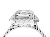 White gold Asscher Halo Twisted Band Four-Prong Diamond Ring_10