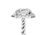 White gold Asscher Halo Twisted Band Four-Prong Diamond Ring_11