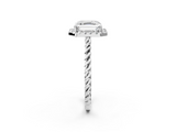 White gold Asscher Halo Twisted Band Four-Prong Diamond Ring_8