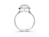White gold Asscher Halo Twisted Band Four-Prong Diamond Ring_9