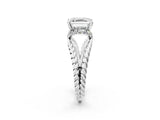 White gold Asscher Halo Twisted Band Four-Prong Ring_34